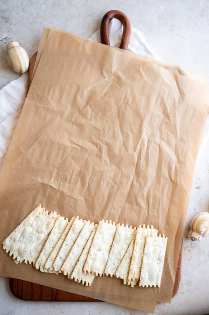 crackers on a board.