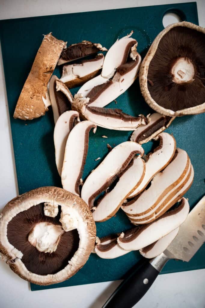 sliced portobello mushrooms.