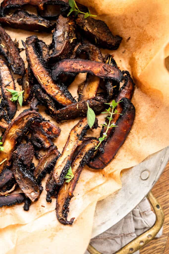 roasted portobello mushroom slices.