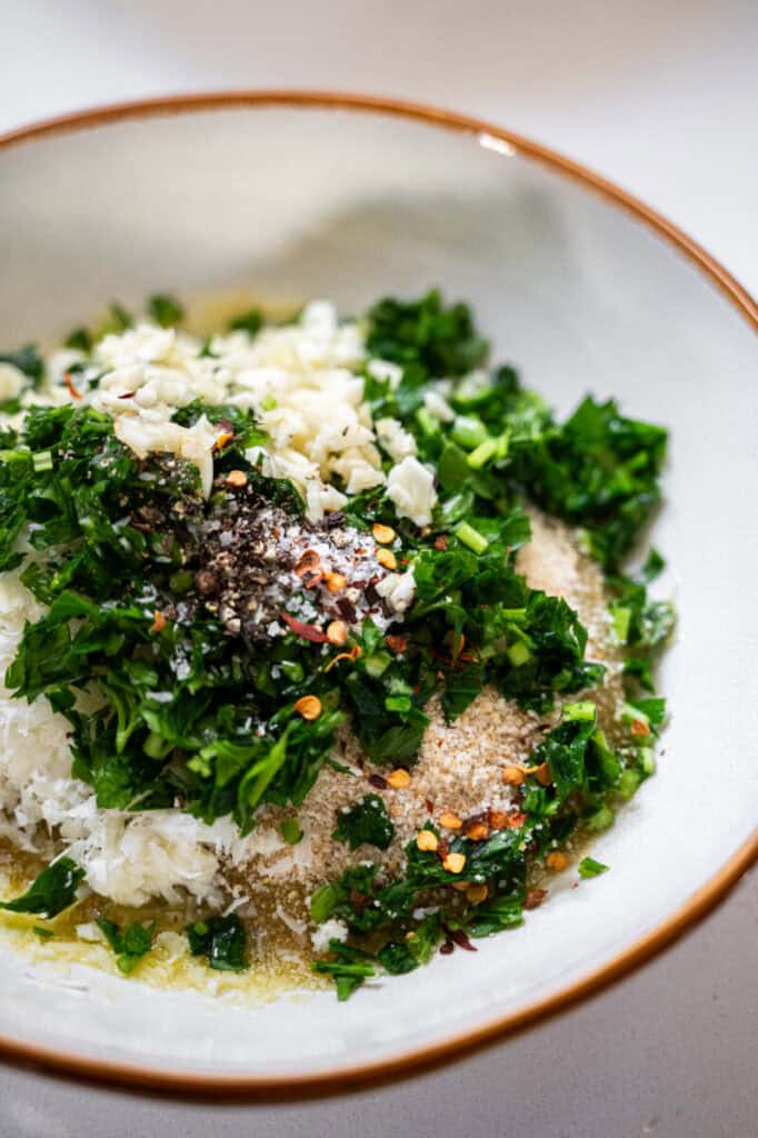 breadcrumb topping ingredients in a bowl.