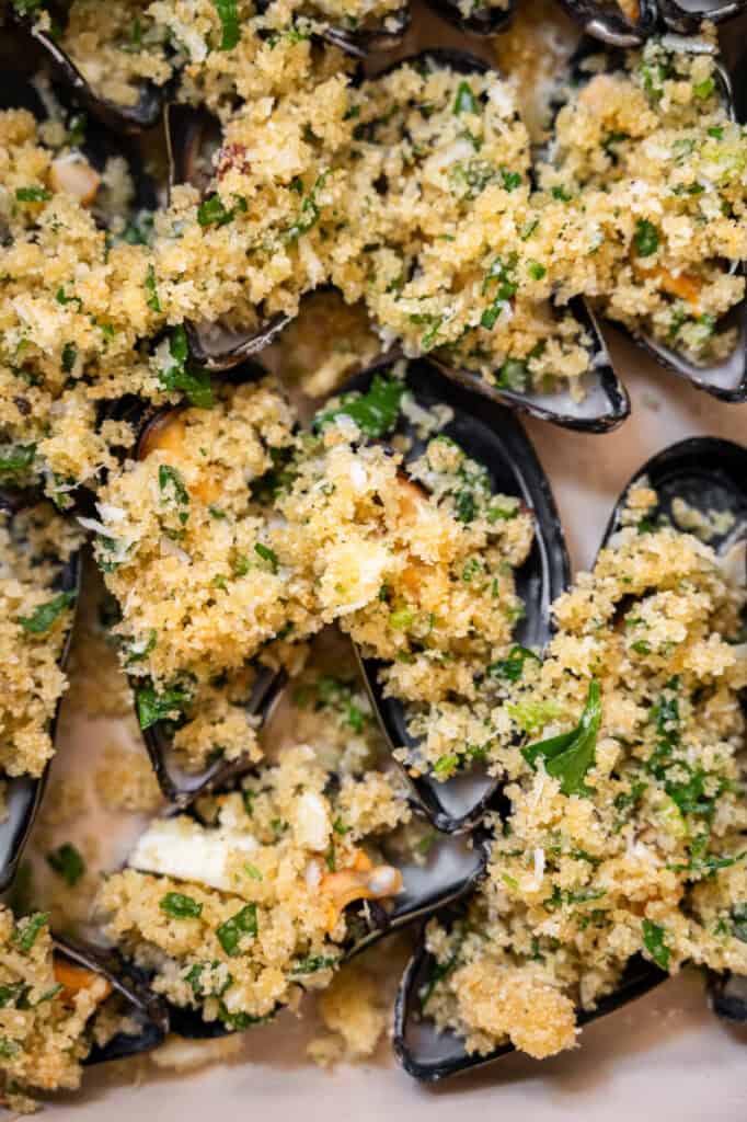 mussels with breadcrumb topping.