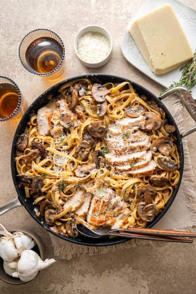 Chicken marsala fettuccine.