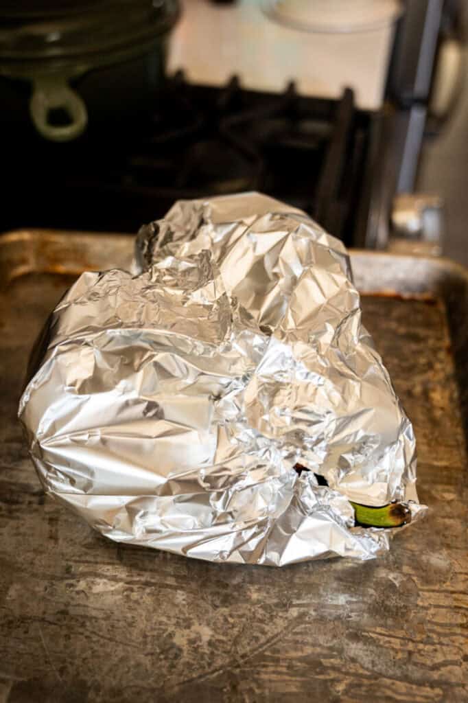 roasted red peppers in foil.