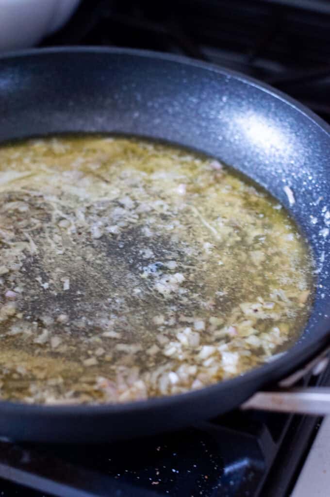 browned butter in a pan.