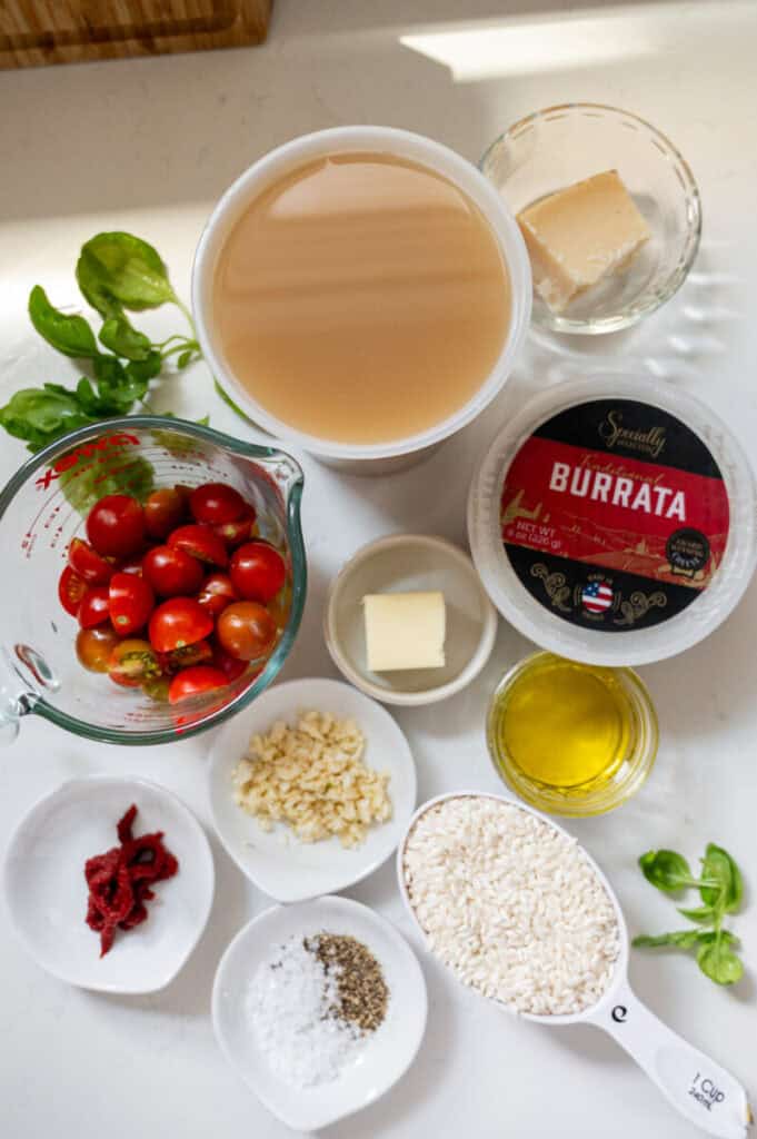 simple burrata risotto ingredients.