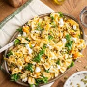 Fall pasta salad in a platter.