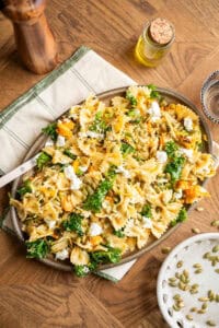 Fall pasta salad in a platter.