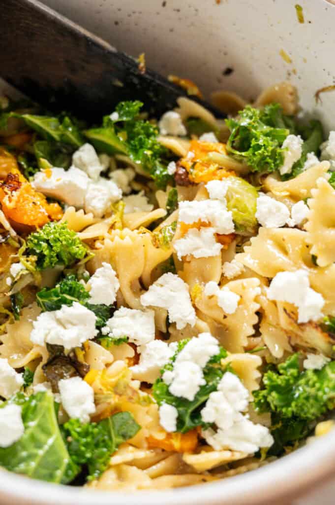 fall pasta salad with goat cheese.