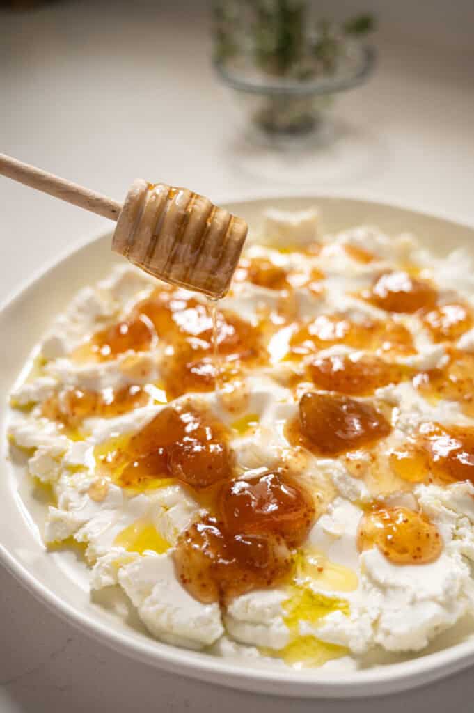 fig jam over goat cheese.