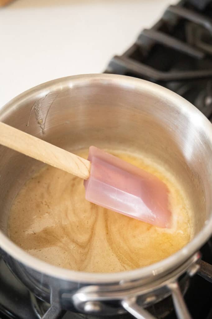 honey butter sauce in a saucepan.