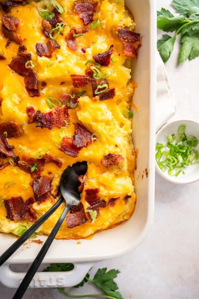 twice baked mashed potatoes with scallions.