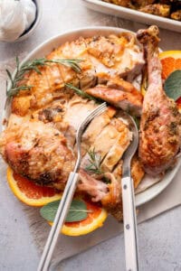 Convection oven turkey on a plate.