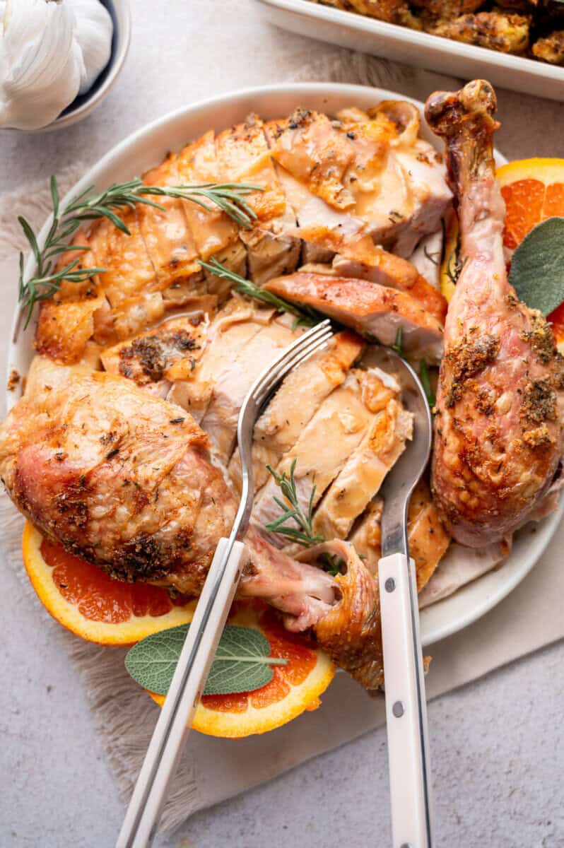 Convection oven turkey on a plate.