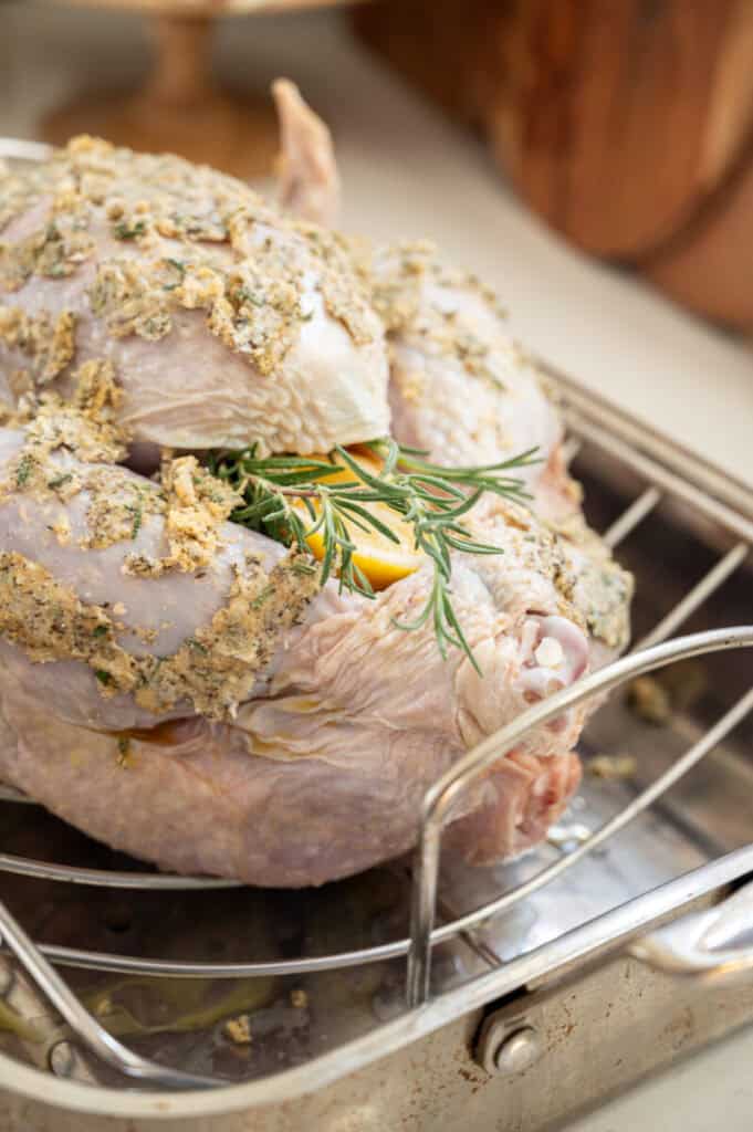 turkey with herb garlic butter.