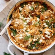 chicken orzo bake with feta.