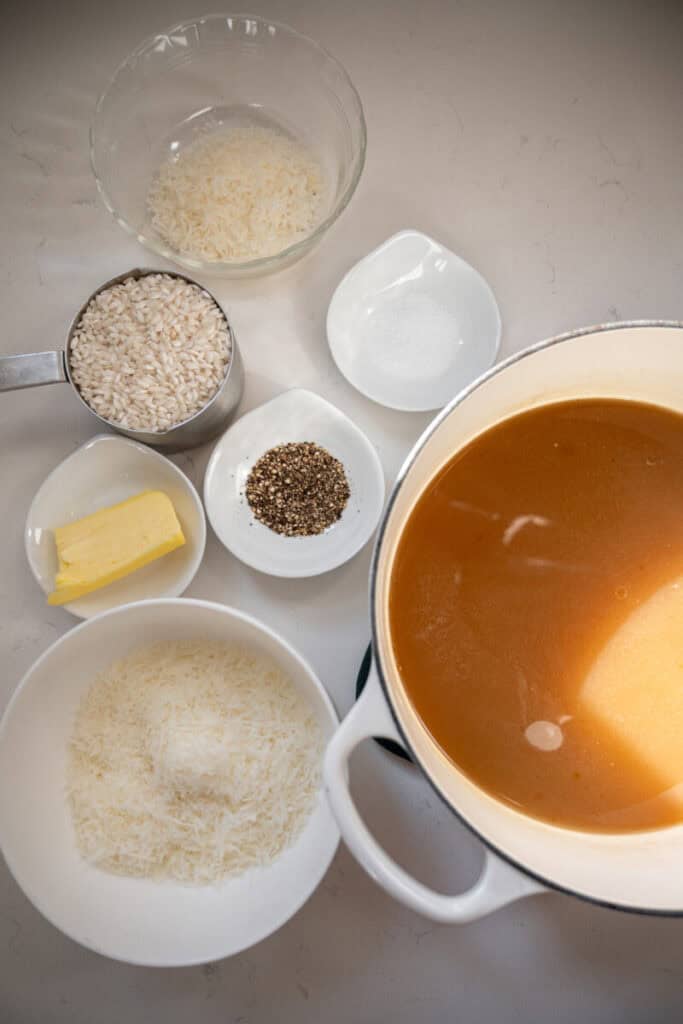 cacio e pepe risotto ingredients.