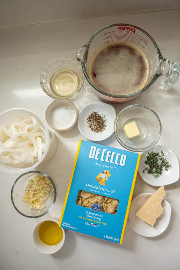 French onion pasta ingredients.