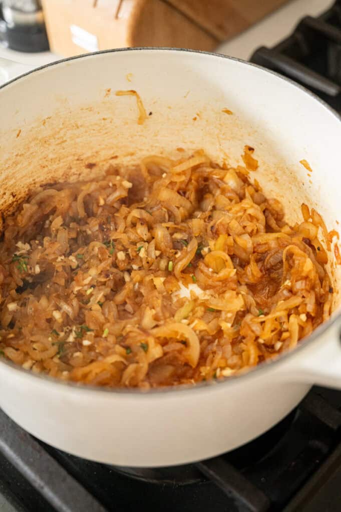 caramelized onions with garlic and thyme.