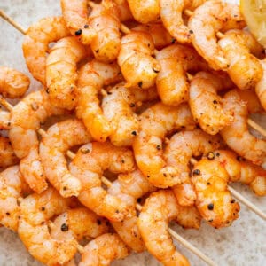 oven baked shrimp skewers.