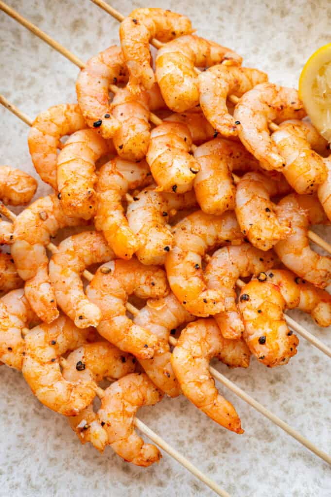 oven baked shrimp skewers.
