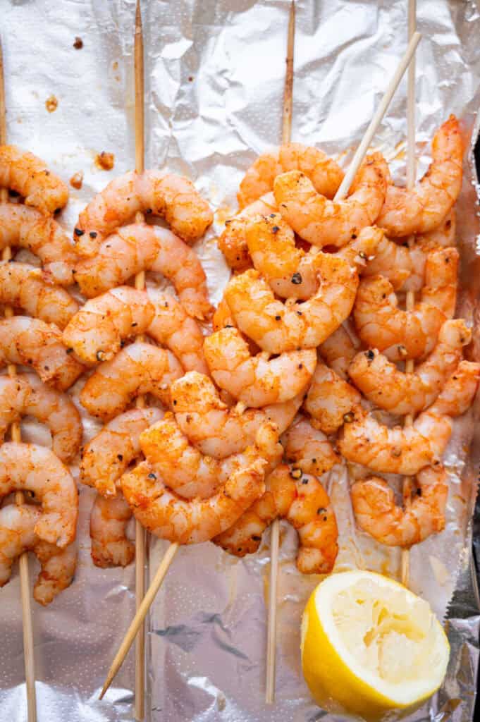 oven baked shrimp skewers.