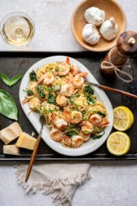 shrimp and spinach pasta.