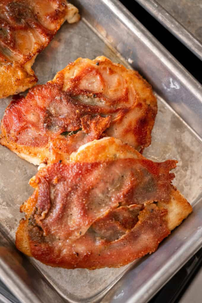 seared chicken with prosciutto and sage.