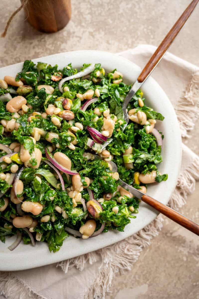 kale and cannellini bean salad.