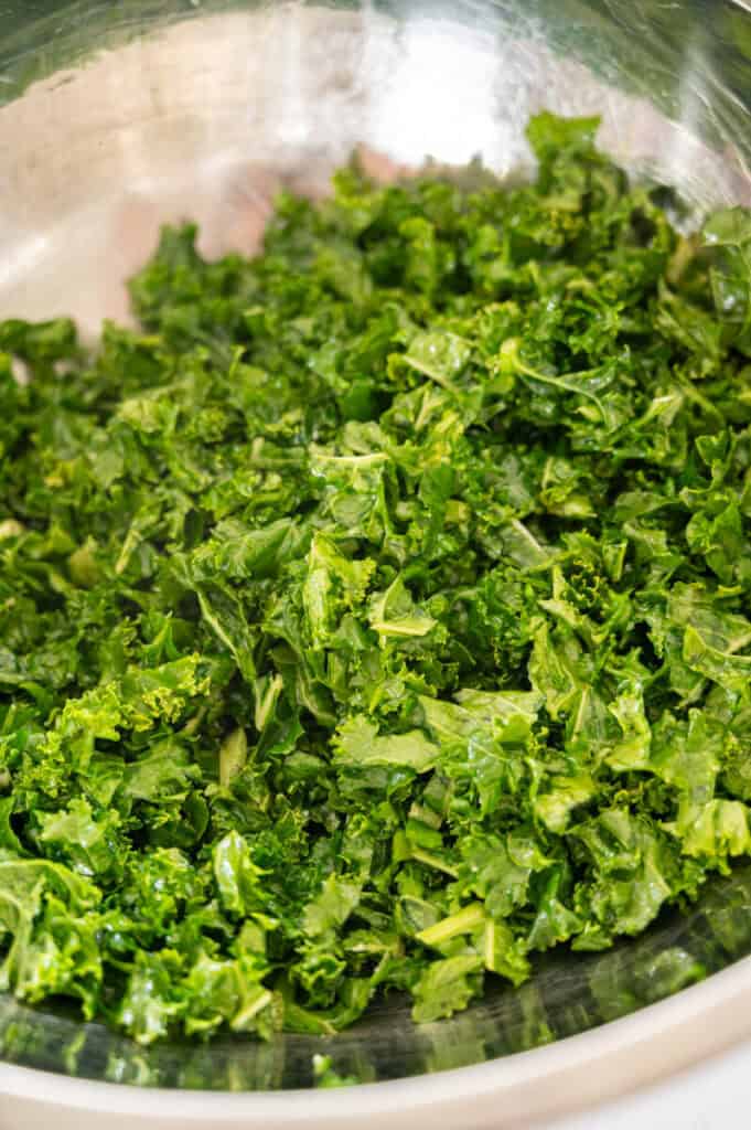 kale massaged with olive oil.