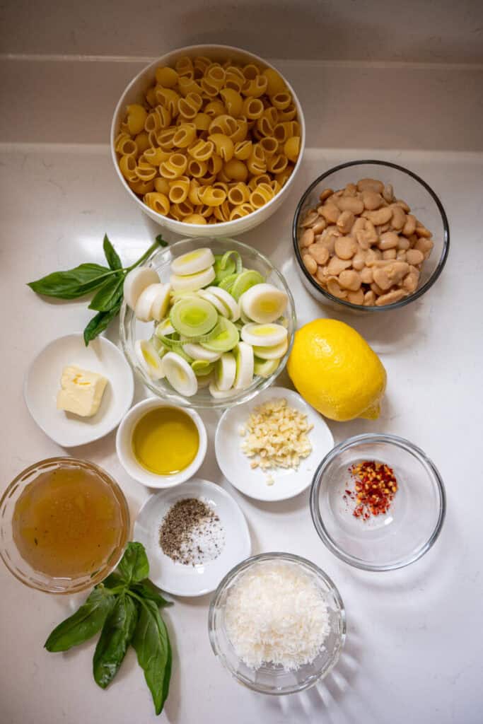 pasta with butter beans and leeks ingredients.