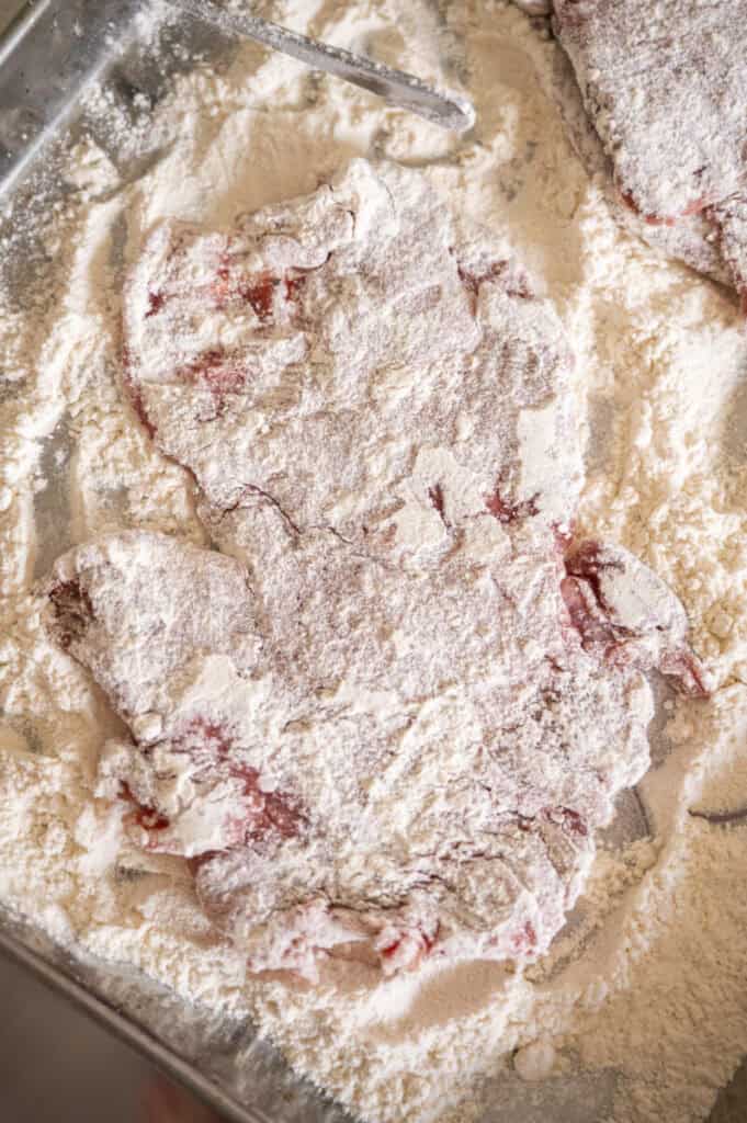 veal dredged in flour.