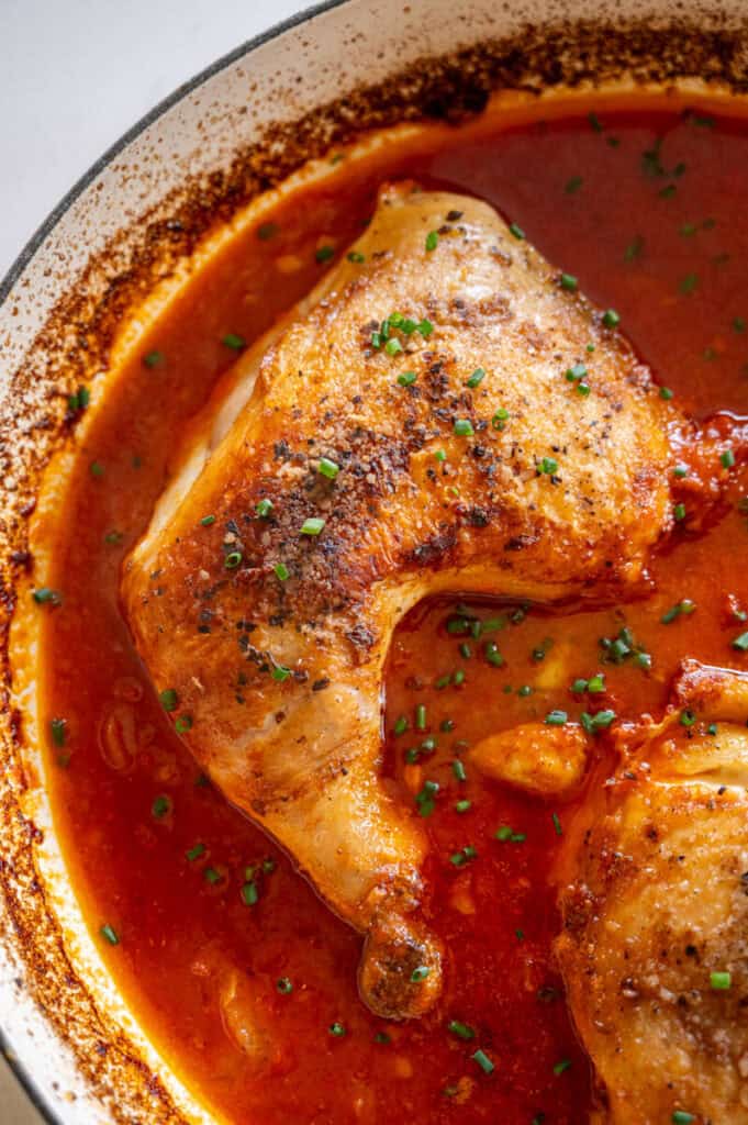 close up photo of chicken diavolo.