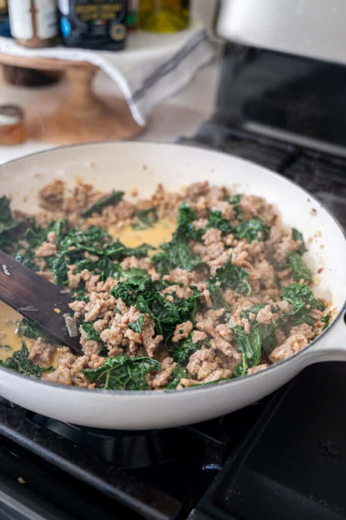 Italian sausage and kale in a cream sauce.