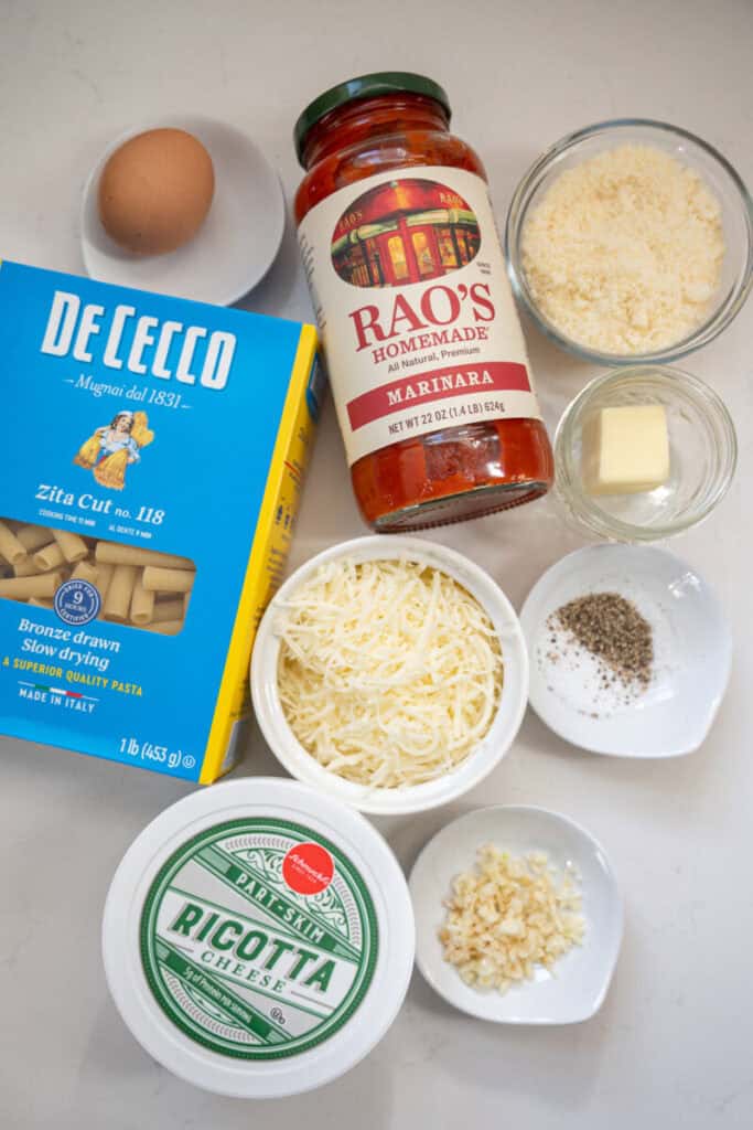 meatless baked ziti ingredients.