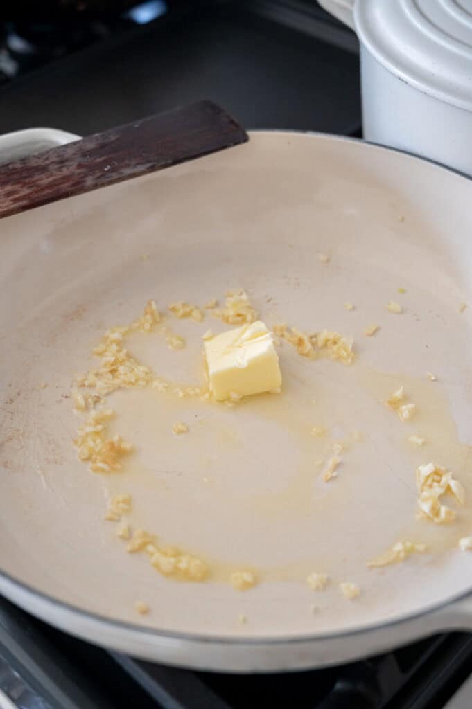 garlic sauteeing in butter.